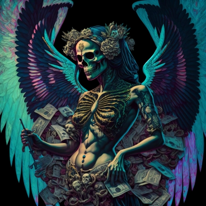 an artistic rendition of a female angel of death